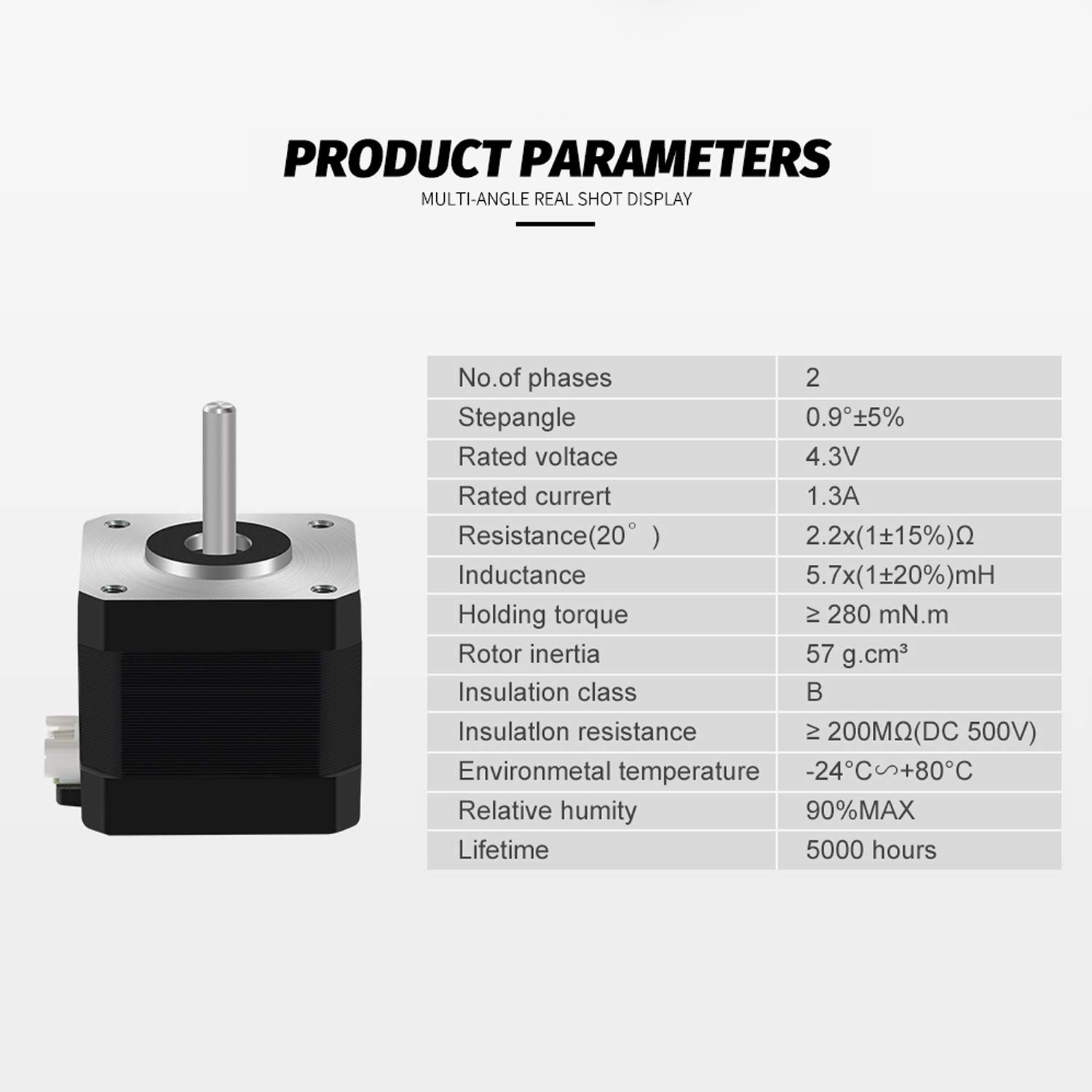 17HS4401S Stepper Motor Black Color Hybrid 4.2KGCM 1.5A with 1M Long Cable - Image 5