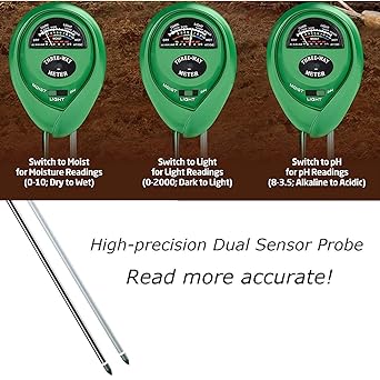 AUTO - BOTIX PH Meter for Soil Testing and Water Testing 3 Way Soil Meter with LCD Display Sunlight Temperature Manual AB0229 - Image 3