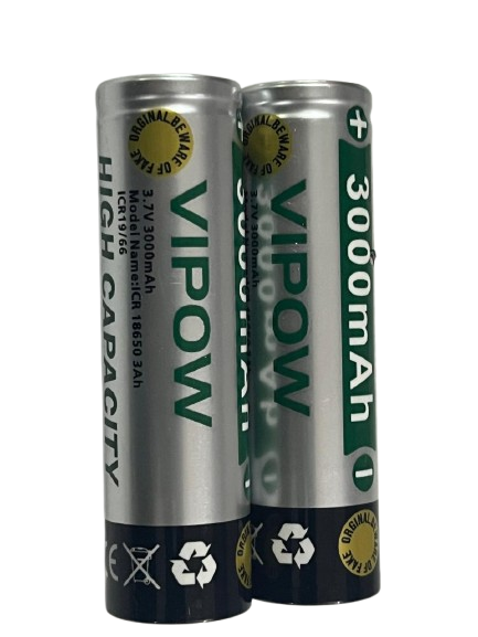 3000 mah 3.7volt VIPOW 18650 Lithium ion battery, Rechargeable Battery, Flat TOP(Pack of 2) - Image 3