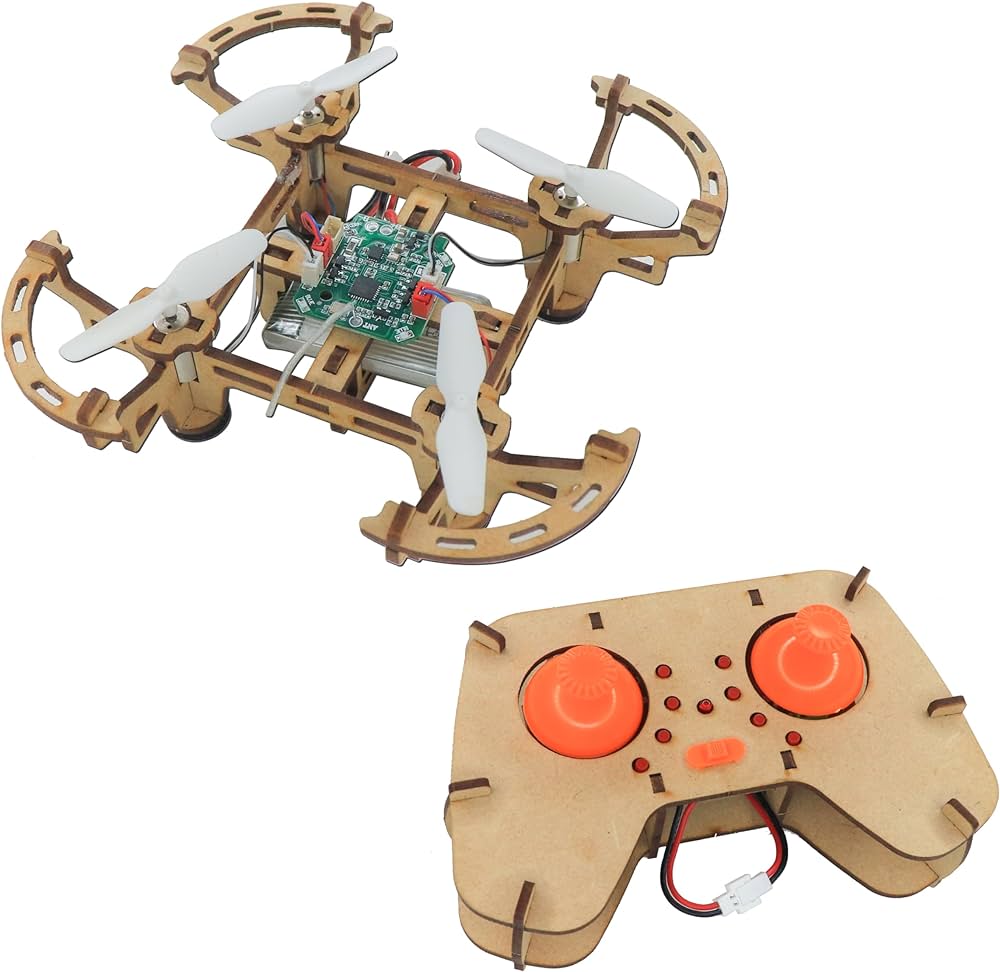 XYQ-2 Wooden Assembly DIY Toy Drone Aircraft with Remote - Image 6
