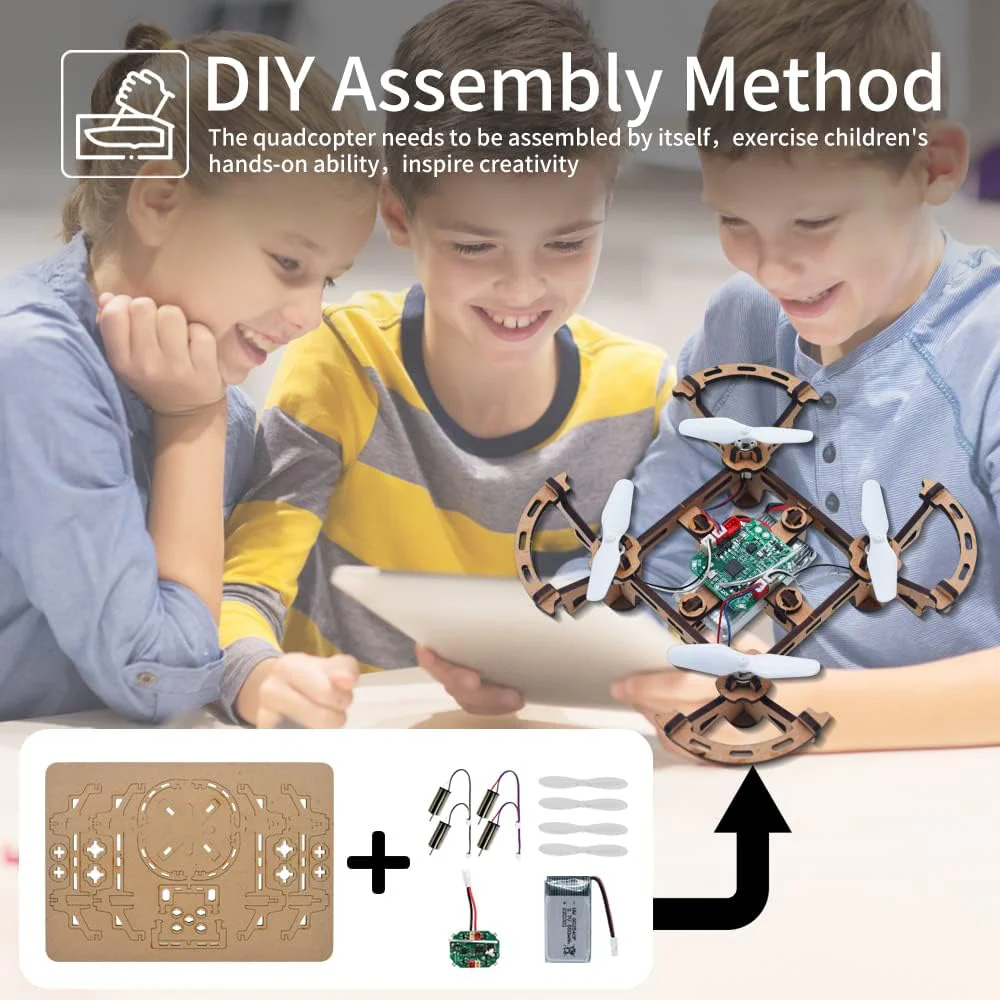 XYQ-2 Wooden Assembly DIY Toy Drone Aircraft with Remote - Image 5