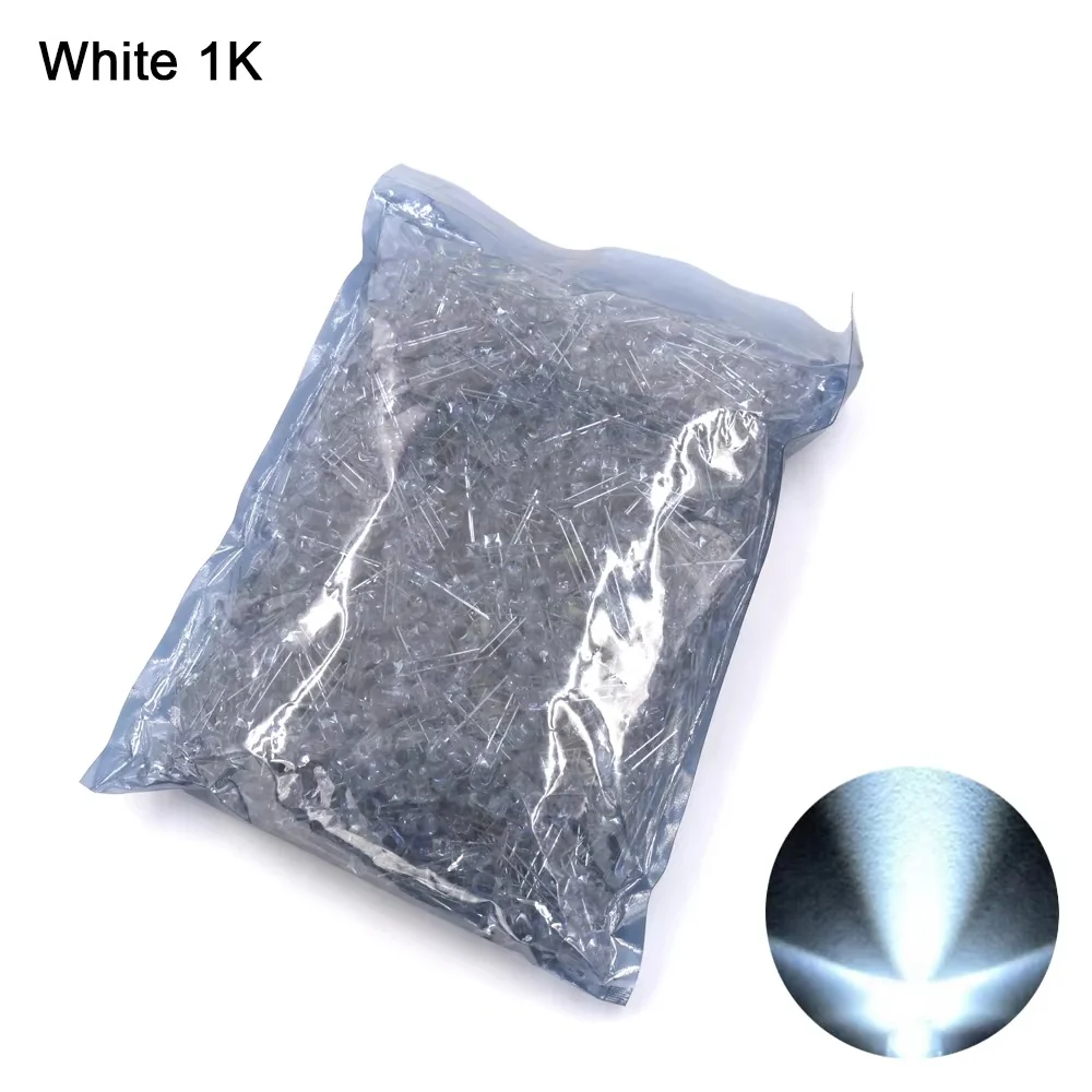 5mm White Round Top DIP LED (Pack Of 1000)