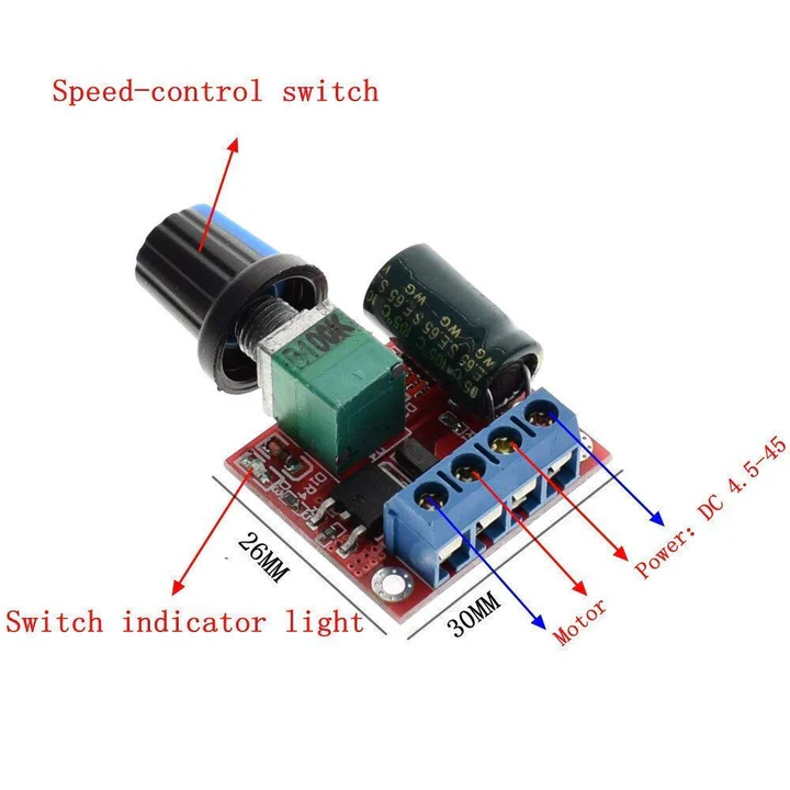 DC Motor Speed Controller 4.5V-35V 5A Speed Control Switch - Image 2