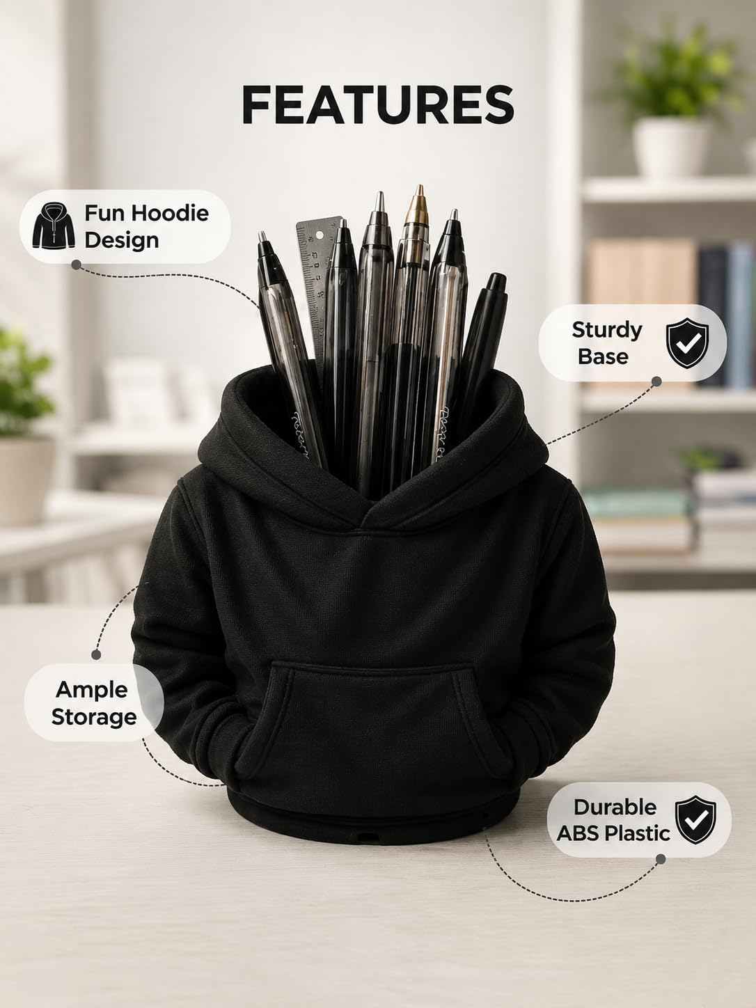 3D Printed Hoodie Pen Holder for Desk | Stylish Desktop Organizer for Pens, Pencils & Stationery | Decorative Office Desk Accessory for Home, Study Table & Gifting - Image 6